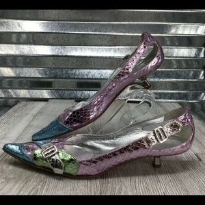 Giuseppe Zanotti Pink Teal Silver Metallic Sz 39